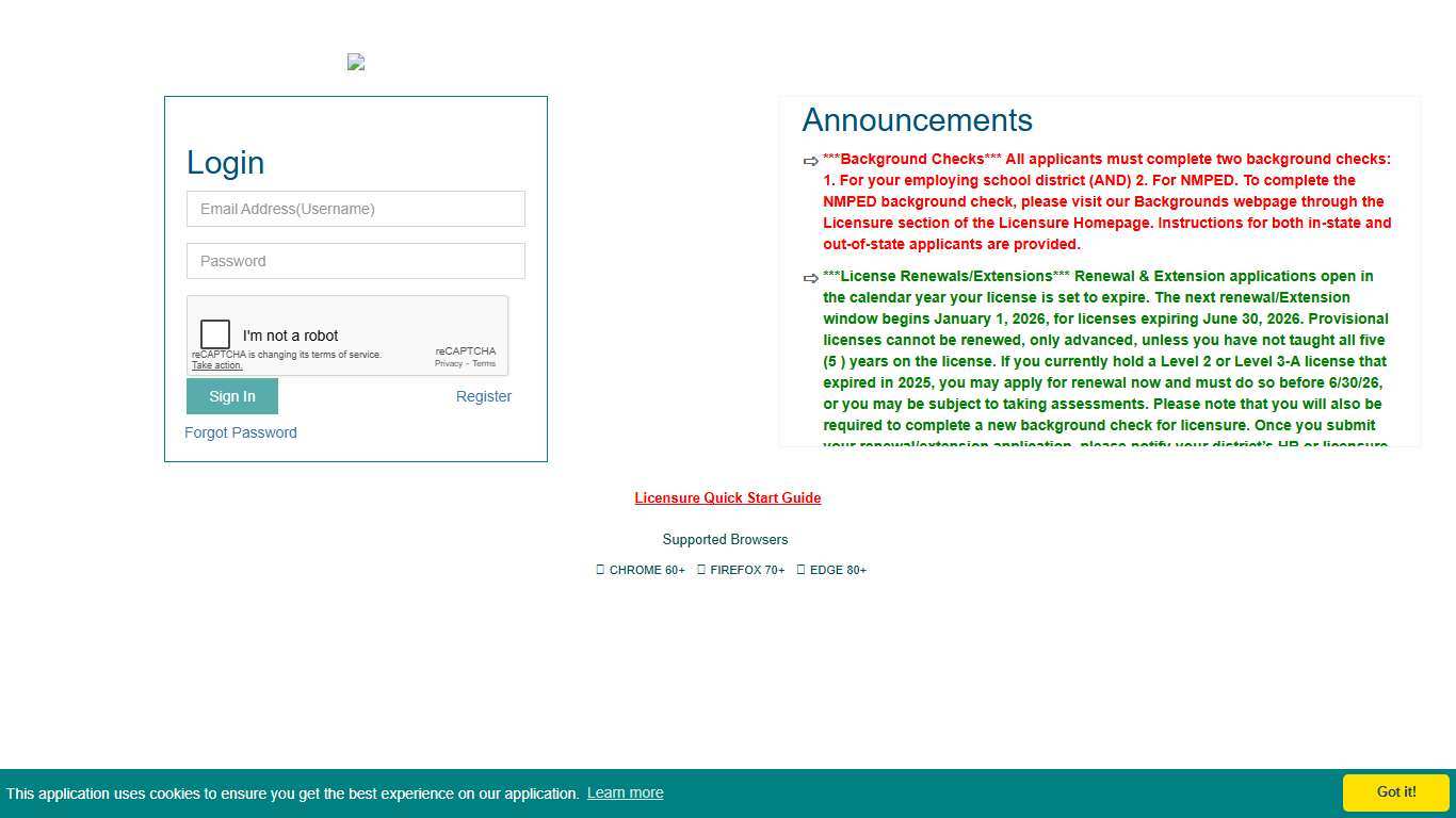 Professional Licensure Bureau – NMPED Licensure System